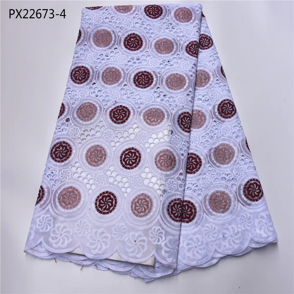 New coming african style Guangzhou lace markrt cotton fabric 5 yards polish dry lace for women