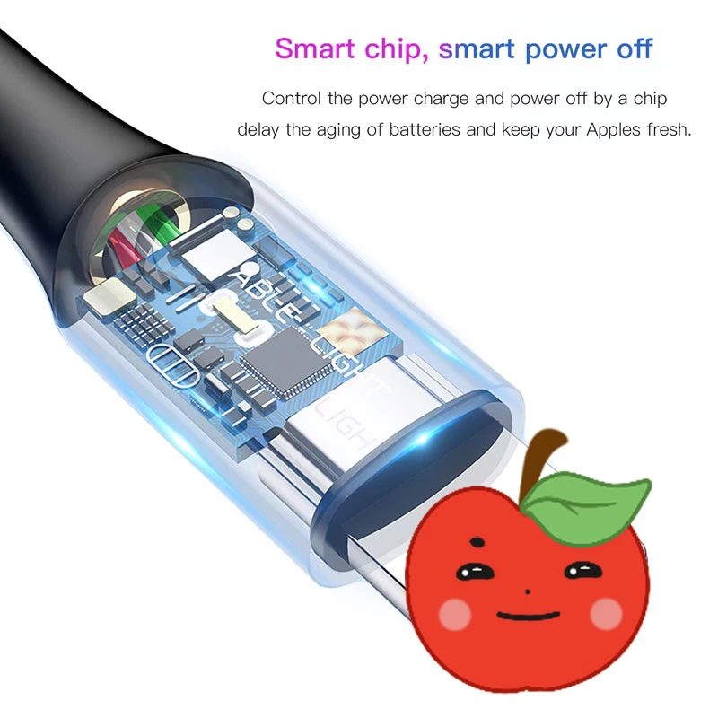 USB кабель Baseus со светодиодной подсветкой для iPhone 11 Pro XS Max XR X 8 7 6 S Plus автоматическое