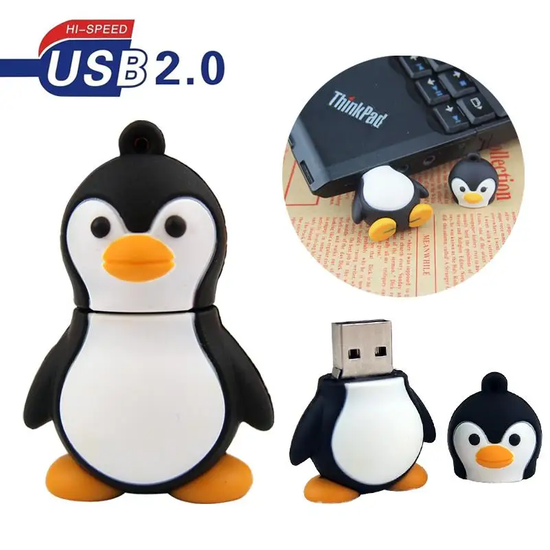 Милые животные USB флешдрайв Пингвин флеш диск 2 0 фотографии подарки Флешка 64 ГБ 32
