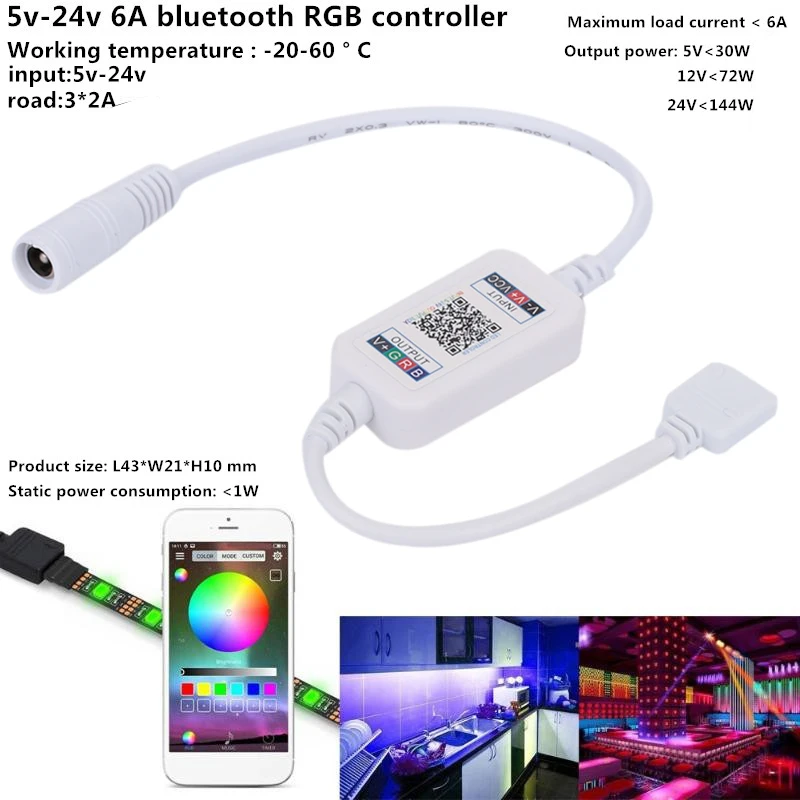 RGB диммер контроллер Мини Bluetooth контроллер RGB Bluetooth контроллер светодиодный Bluetooth контроллер 5050 Регулируемый домашний декор