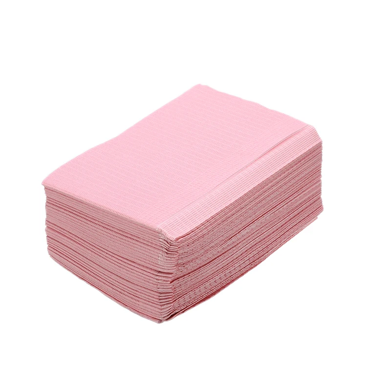 Pink 125 шт./пакет одноразовые стоматологические Бумага шарф медицинская гигиена полости рта татуировки нагрудник водостойкий шарф шейный платок стоматологический Материал - Цвет: Pink