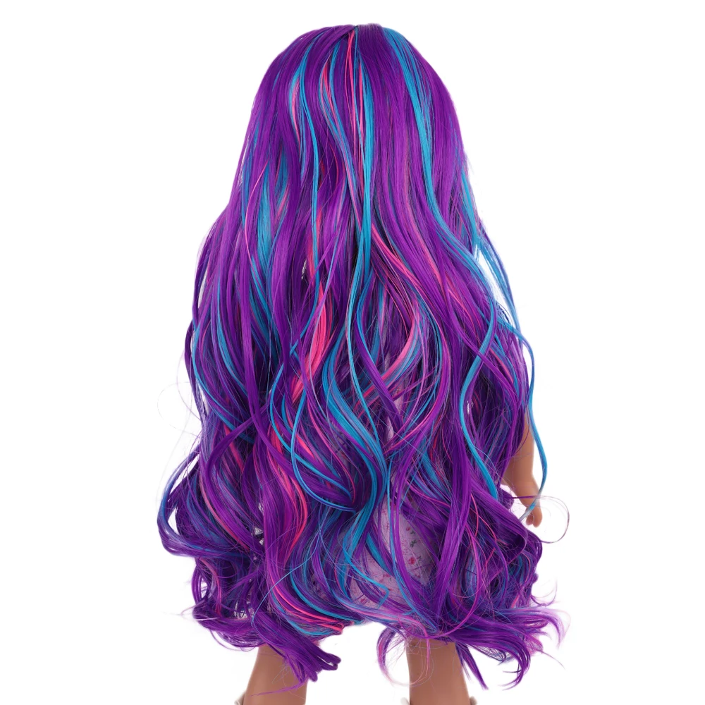 para boneca, cabelo longo, cacheado, degradê, roxo,