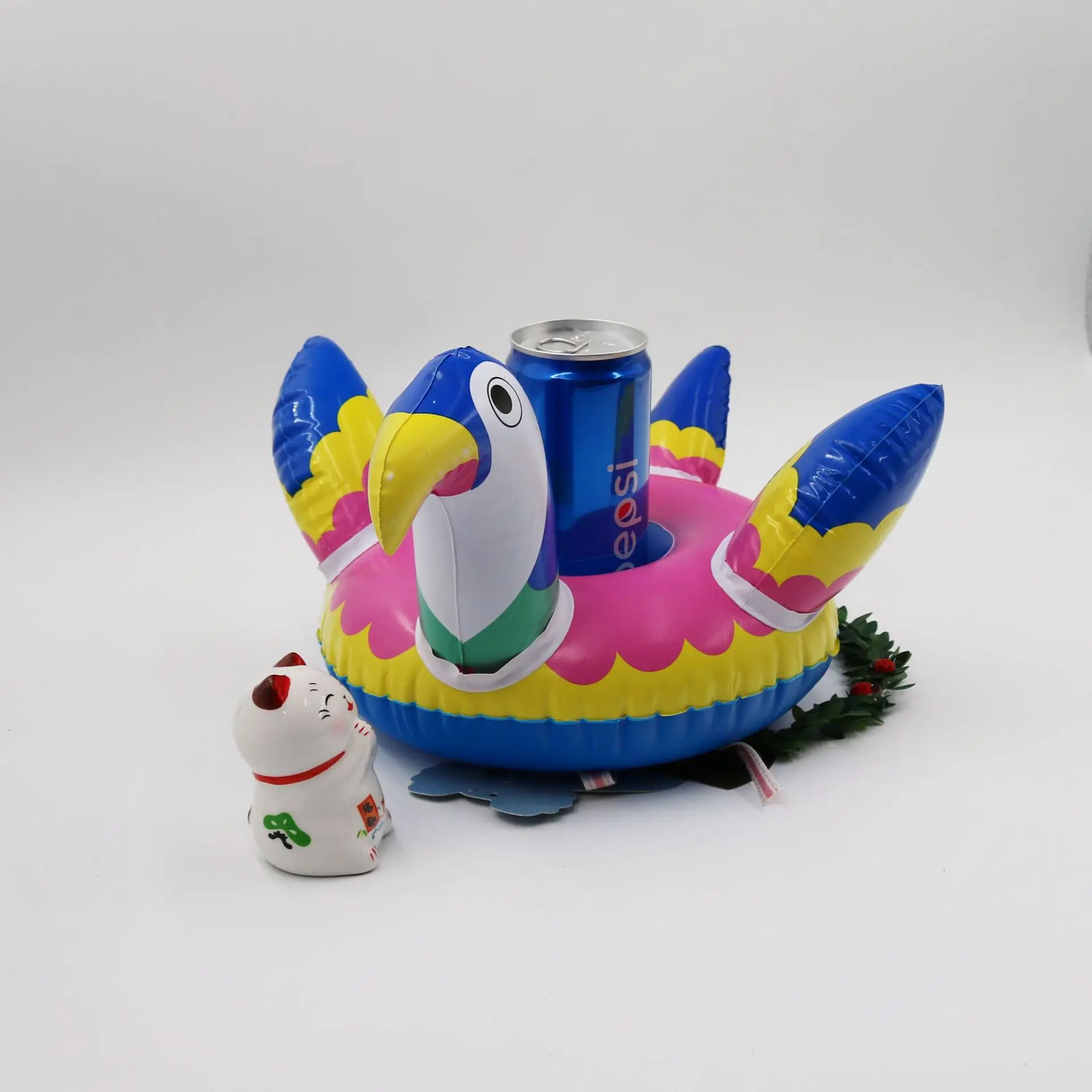 INS Water Parrot Cup Saucer Parrot Coasters Floating Beverage Cup Holder PVC Inflatable Toys