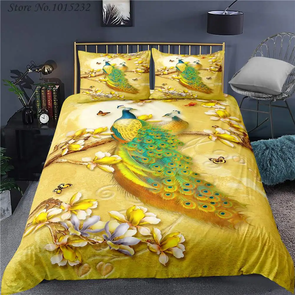 

Peacock 3D Printed Bedding Set Duvet Covers Pillowcases Comforter Bedding Set Bedclothes Bed Linen 06