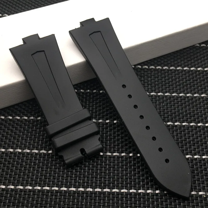 Black strap 25x9 мм силиконовый резиновый ремешок для Vacheron Constantin 2300V mn электронные Ремешки для наручных часов VC47660 водонепроницаемые аксессуары для часов - Цвет ремешка: Black strap