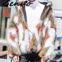 Разноцветная шуба, Мужская зимняя теплая короткая стильная верхняя одежда, шуба из искусственного меха для мужчин, шуба, пальто, Chaqueta Cuero Hombre