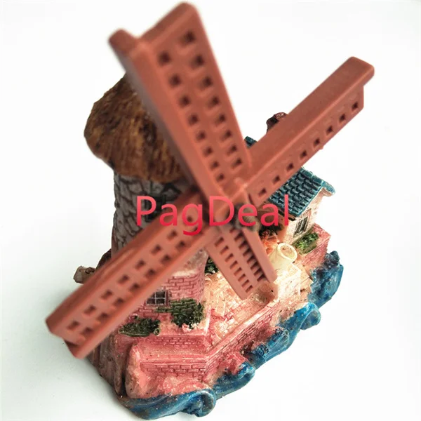 Aquarium Fish Tank Ornament Decoration Resin Villa House Tower Windmill for pet fish home decor 8*5*9.5cm free shipping
