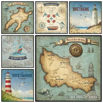 

DIY Diamond Painting Lighthouse Scenery Full Square/Round Diamond Embroidery Beaded Cross Stitch Rhinestones Mosaic Home Decor