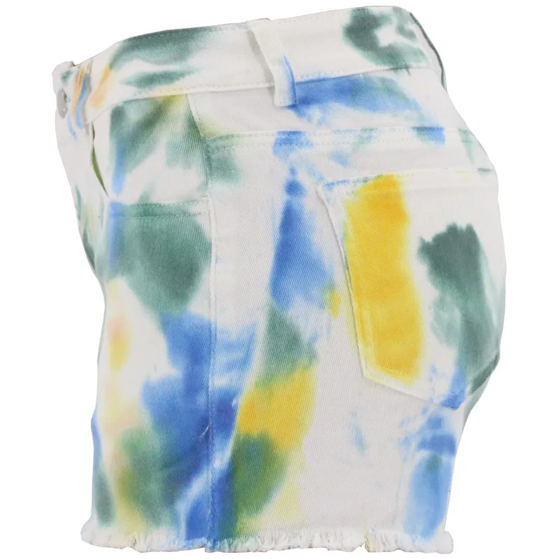 straight jeans Short female sexy print female lapel short summer ladies denim shorts low waist shorts without waist blue jeans
