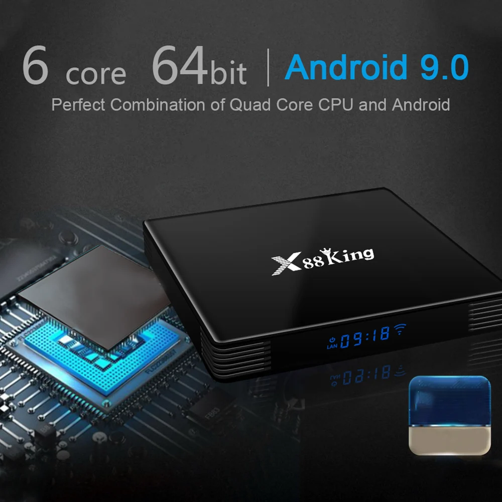 X88 King Android 9,0 S922X BT5.0 ТВ приставка WiFi 4 Гб+ 128 Гб 2,4 г/5 г шестиядерный Mali-G52 MP6 ТВ приставка LPDDR4 4K медиаплеер