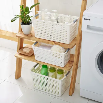 

Household Hollow Imitation Storage Basket Desktop Snacks Books Sundries Storage Basket Kitchen Bathroom Plastic Basket Basket