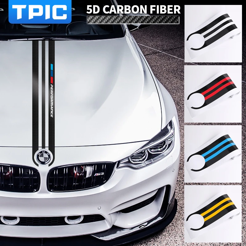 Tpic炭素繊維車のボンネットのステッカーmパフォーマンス車デカール装飾bmw E90 E46 9 E60 F30 F10 F15 E53 X5 X6 Car Stickers Aliexpress