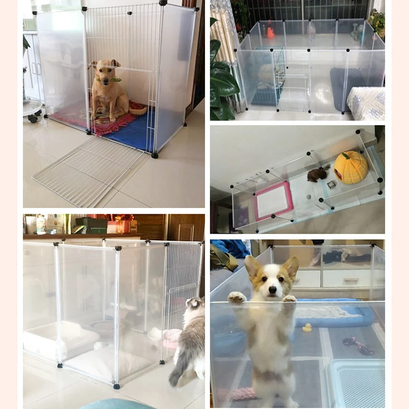 DIY Железный Забор питомник манеж для маленьких собак Кошкин дом прозрачный пластиковый перегородка щенка тренировочное пространство кролик Дверь ворота безопасности
