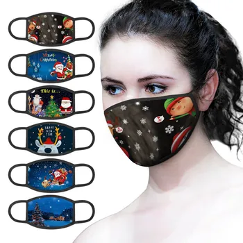 

5PCS Adult Protection Face Mask Unisex Christmas Print masks washable Mouth Cover Face Shield mascarillas reutilizables Facemask
