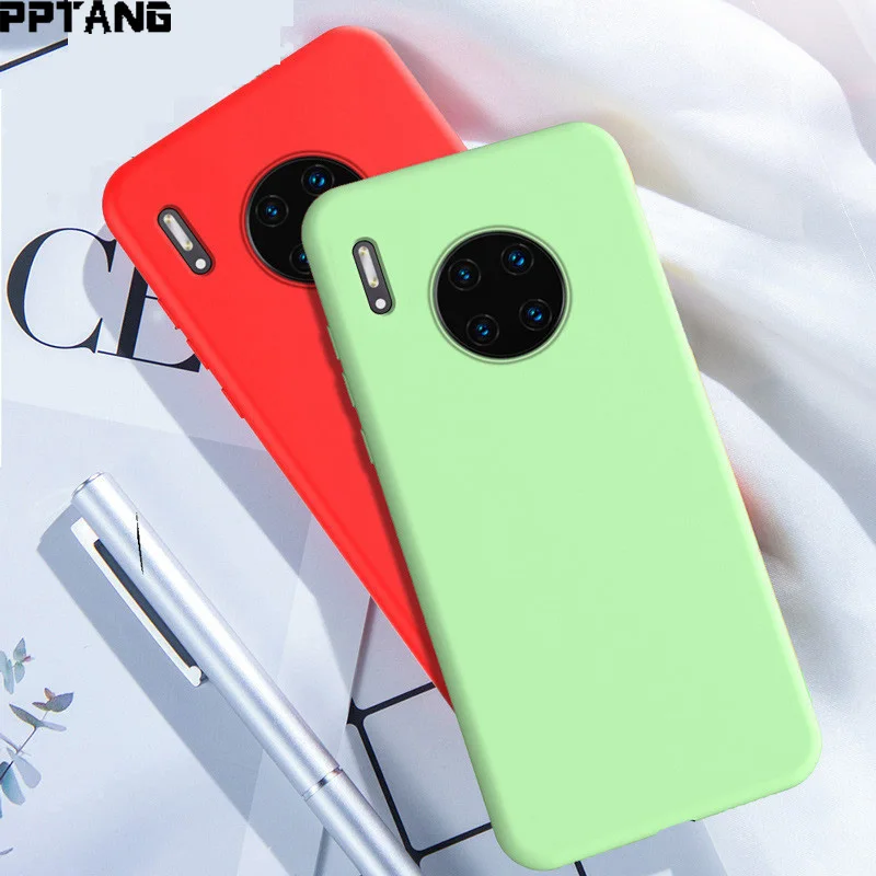 

Liquid Soft Silicone Phone Case For Huawei Mate 30 Mate 30 Pro 30 lite Candy Color Back Cover For Huawei Mate 20 20 pro 20 lite