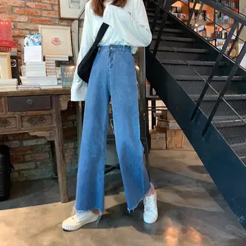 

Woman Jeans 2020 Summer High Waist Wide Leg Denim Straight Pants Clothing Blue Streetwear Vintage Jeans Plus Size