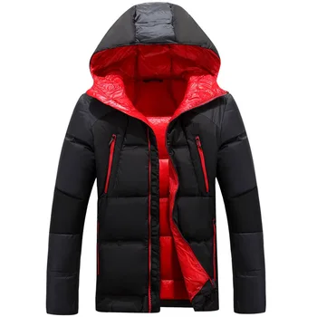 

New Winter down Hooded ski Red jacket Men Multiple pockets thicken White Duck Down Jackets Down Snow Overcoat male clothing