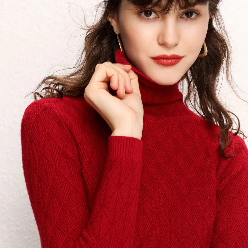 

2019 Warm Knitted Women's High Collar Soft Large Size Sweater High Quality Women's Sweaters Autumn Winter New Pullover 10 Colors