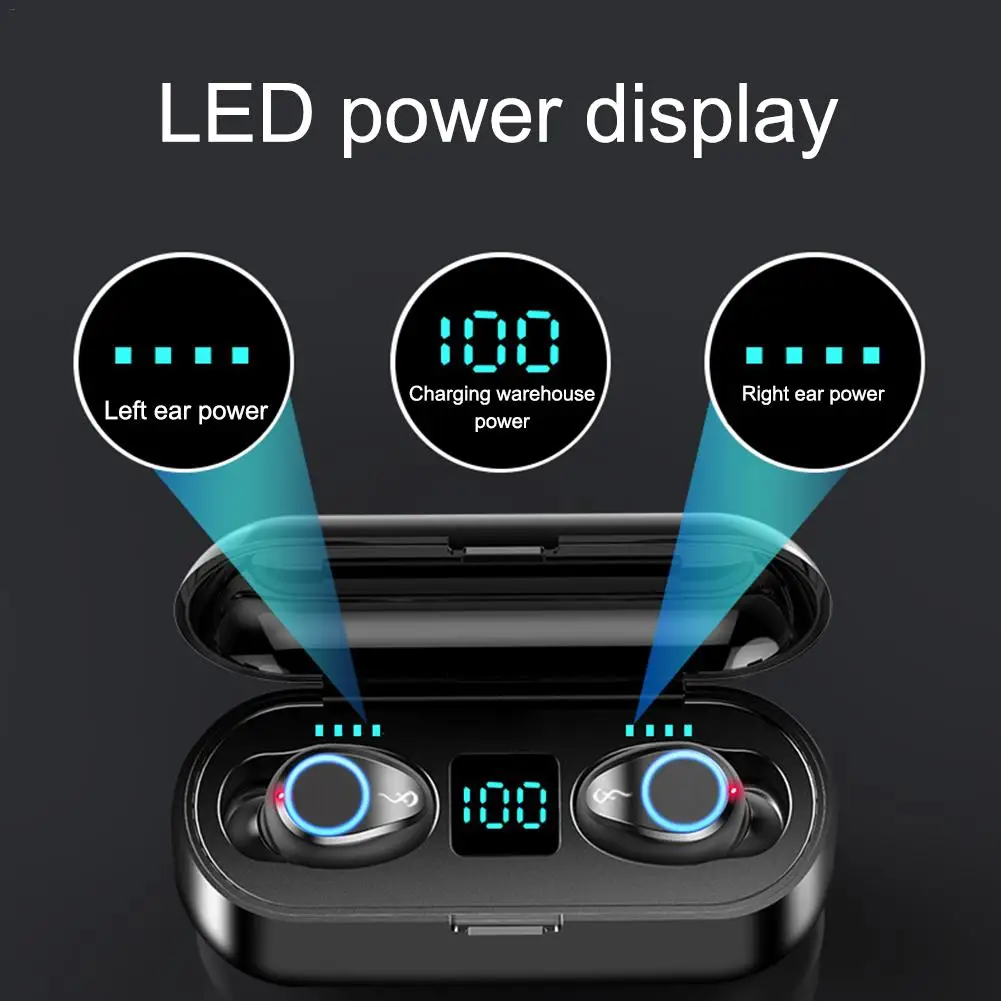 Новые F9 беспроводные наушники Bluetooth 5,0 TWS гарнитура Hi-Fi мини наушники-вкладыши для спорта и бега Поддержка iOS/Android телефонов HD вызов