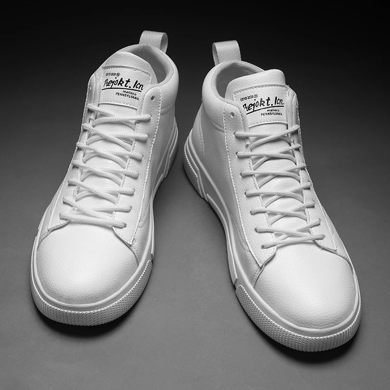 

Winter Men Leather Casual Shoes Breathable Fashion Outdoor Board Sneakers Round Head British Style White Shoes Zapatos De Hombre