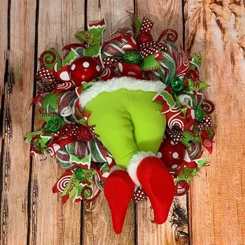 

How the Christmas thief Stole Xmas BurlapWreath новогодний декор Adornos Navideños Decoracion Para El Hogar Merry Christmas
