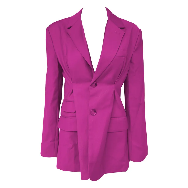 2020 Spring New Suit Jacket Draped Waist Pleated Black Suit Jacket Women - 4.00068E+12