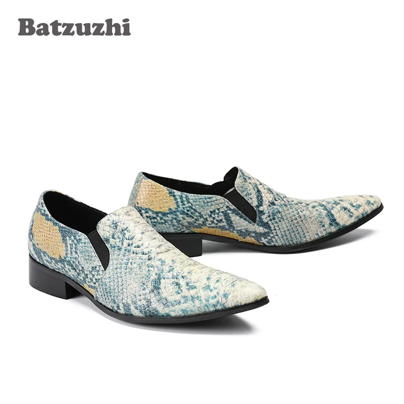 Batzuzhi/итальянские Модные Мужские модельные туфли, питоновый узор, кожаные мужские деловые туфли в деловом стиле, Мужская Свадебная обувь, US12
