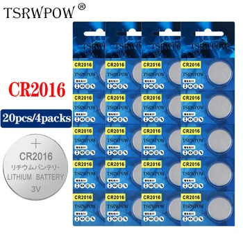 

TSRWPOW 20pcs/4packs CR2016 3v Button Cell Coin Lithium Battery LM2016 BR2016 DL2016 For Toy Electronic Watch Remote Control