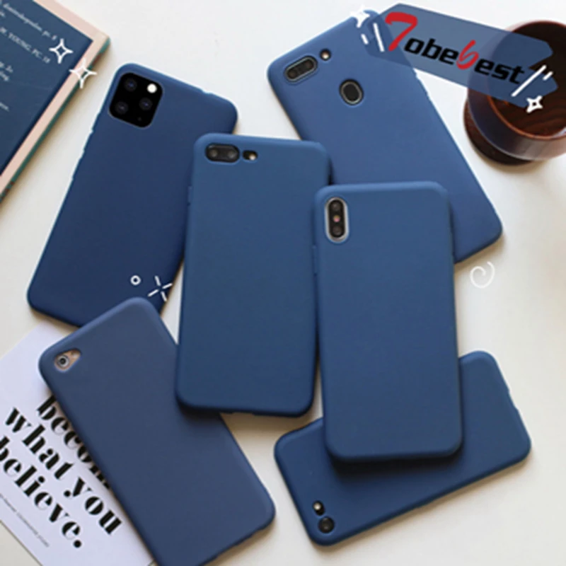 Navy Blue Matte Phone Case For Iphone 13 12 11 Pro Xs Max Xr X 8 7 6s 6 Plus Se 5 5s Silicone Cases Solid Color Soft Tpu Cover Mobile Phone Cases Covers Aliexpress