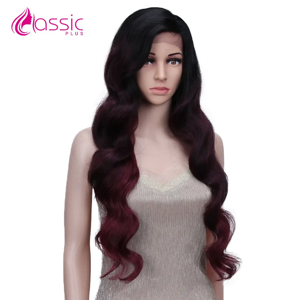 Classic Plus Synthetic Lace Front Wig Wavy 28 inch Long wavy african american Synthetic Wigs For Black Women 3 Color Free Ship