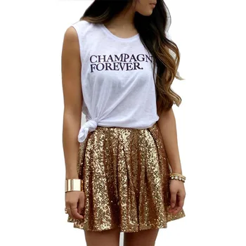 

2020 Best Design Gold Glitter Pleated Skirt Mini Skirt Dance Fashion Casual High Waist Shein Women Clothing Summer Skirt Spot