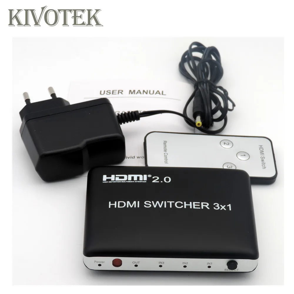 HDMI переключатель 3x1 RC кнопочный коммутатор 4 k/60Hz, 3D 2,0 V 3-In 1-Out гнездовой разъем адаптера для ТВ STB DVD PS34 xbox