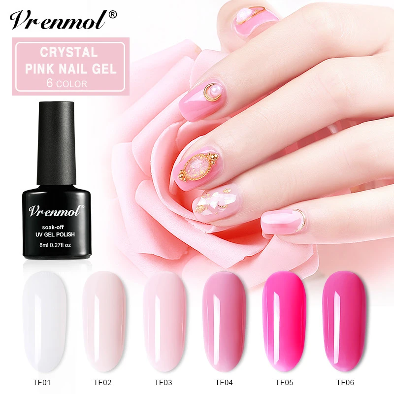 Vrenmol 8ml French Pink Color Nail Polish Nail Art Uv Gel Hybrid Nail Paint Varnish Led Dryer Lamp Need Top Base Coat Primer Nail Gel Aliexpress