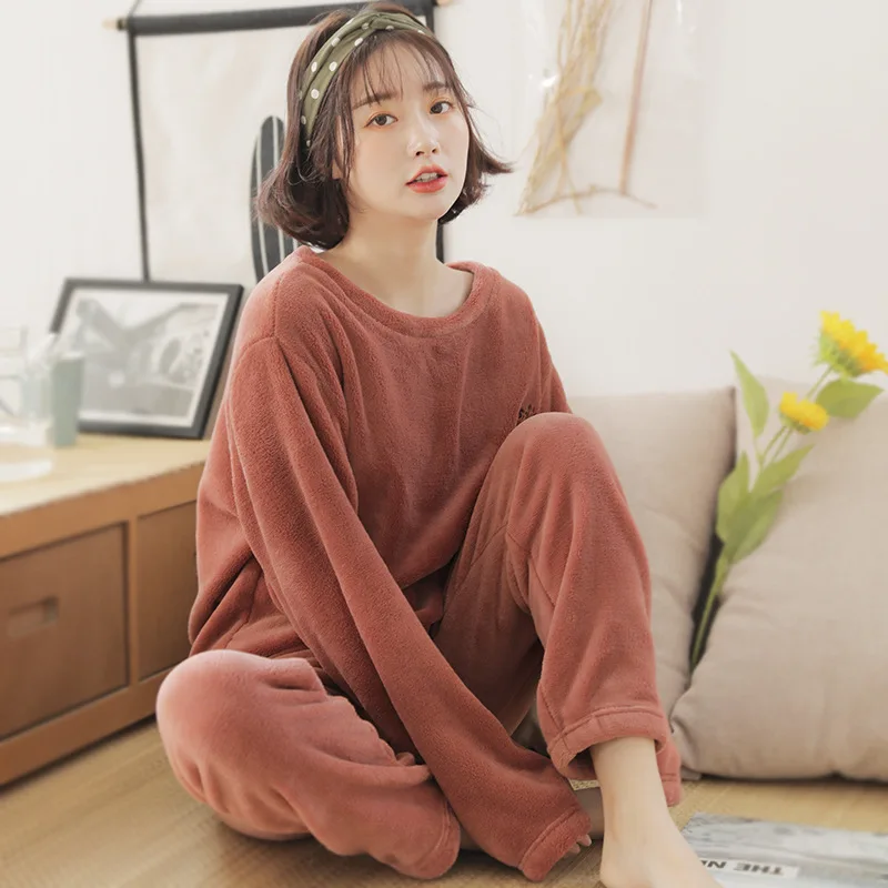 

Fairy Warm Pants Set Women's Coral Velvet Lazy Pants Japanese-style Loose-Fit Brushed And Thick Flannel Sleep Pants Tracksuit
