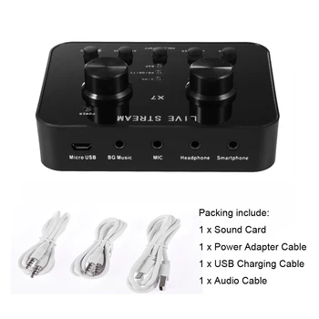 

X7 Audio USB 3.5mm Headset Microphone Webcast Personal Entertainment Streamer Live Sound Card Noise Reduct for Phone Computer PC