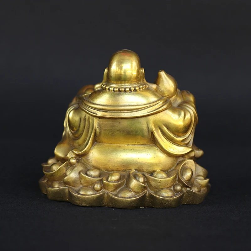 Бронзовая фигурка Будды Maitreya античная Ручная Тыква Maitreya большой живот смех Будда слиток Будда бронза фэн шуй орнамент