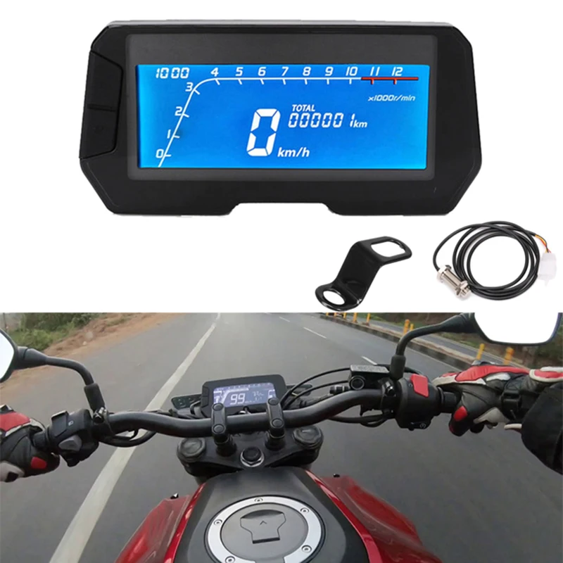 

Motorcycle 12000RPM 6 Gear Universal LCD Digital Speedometer Odometer for 2,4 Cylinders Meter