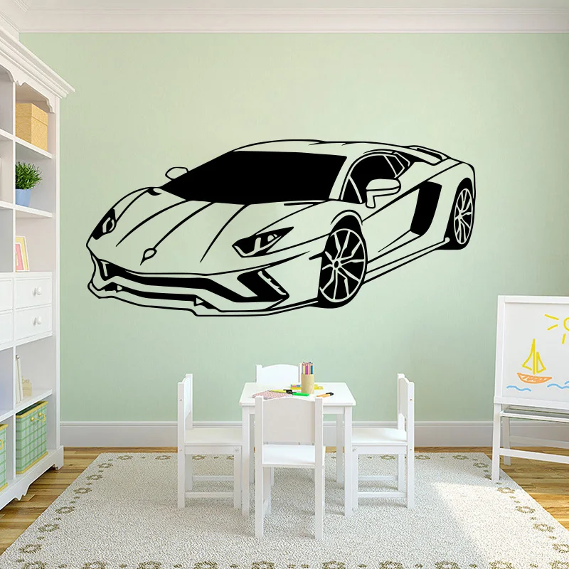 Большой Lamborghini гоночный автомобиль Транспортное средство Настенная Наклейка для мальчика номер Спальня для спортивного автомобиля спальня с настенными наклейками игровая домашний декор из винила