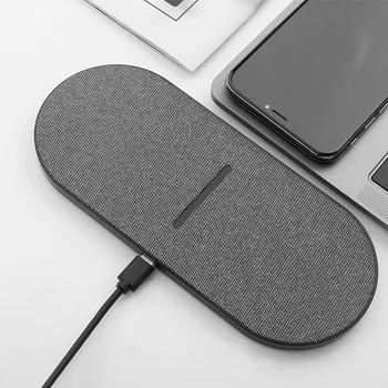 

Double Fast Charging Dock Pad For IPhone 11 XS XR X 8 Airpods Pro 2 In 1 10W Dual Seat Qi Wireless Charger For Samsung S20 S10