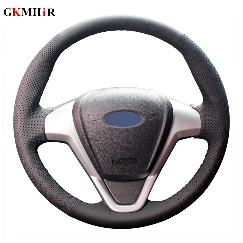 Черный чехол на руль из искусственной кожи ручной работы для Ford Fiesta 2009-2013 EcoSport 2013
