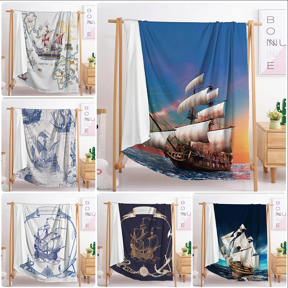 

2020 new white sailing boat extra large custom blanket weighted blanket sofa blankets blankets for beds throw blanket bedding