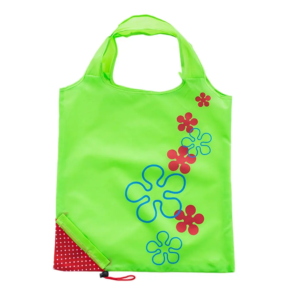 Cute Strawberry Design Foldable Polyester Shopping Bag Environment Eco-Friendly Reusable Portable Handle for Grocery | Дом и сад