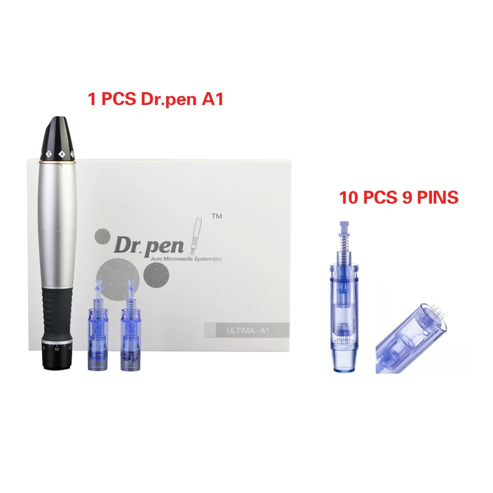dr.pen 9 pins Dr. Pen Ultima A1 электрическая Дерма ручка с 10 микроиглами мезотерапия Автоматическая микро игольная ручка микроиглальная система мезо машина - Цвет: dr.pen 9 pins