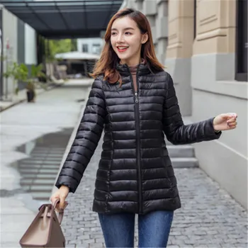 

Autumn Winter Women Basic Jacket Coat Female Slim Cotton Coats Casual Lady Mid-Long Jackets Light Quilted Outerwear Oversize 4xl