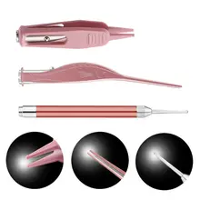 3Pcs/Set LED Light Earpick Eax Wax Removal Spoon Tools Tweezers Nose Cleaning Pick Clip Nipper with Case for Baby Adults
