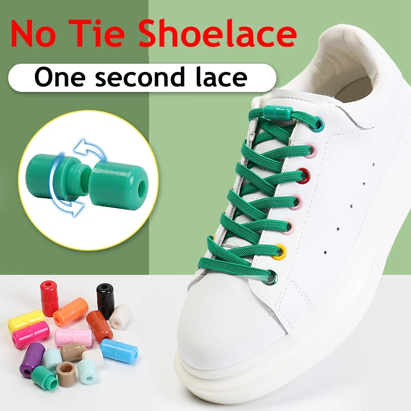 1pair No Tie Shoelaces Flats Elastic Shoe Laces For Kids And Adult