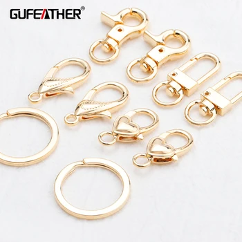 

GUFEATHER M817,jewelry accessories,18k gold plated,0.3 microns, lobster clasp hooks,necklace bracelet,jewelry making,10pcs/lot
