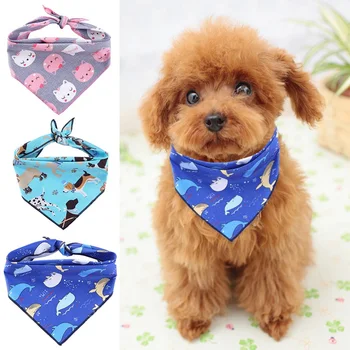 

Pet Dog Cartoon Printed Dog Bandanas Pet Dog Scarfs Cute Triangle Bibs Puppy Cats Dog Cat Accessories Pet Products