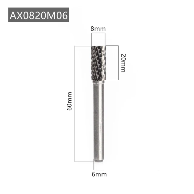 AX Type Head Rotary File Tungsten Carbide Alloy Drill Milling Burr Die Grinder Abrasive Tools Carving Bit Point