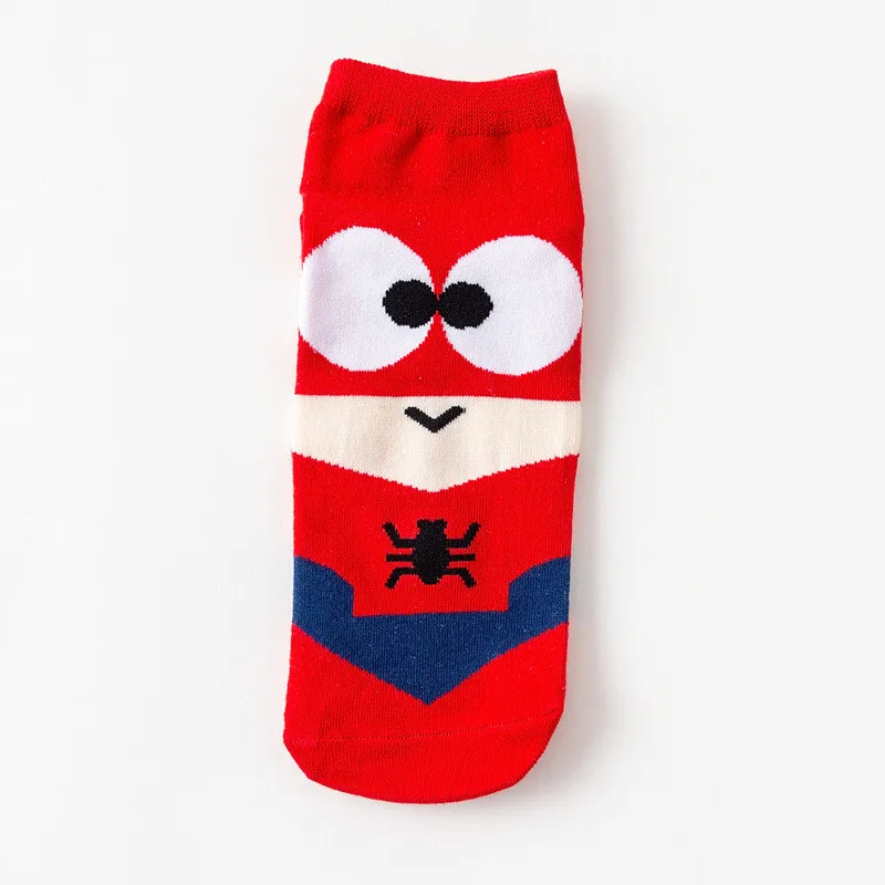 Супер герой летние женские милые носки Супермен Капитан Железный человек Брюс Ли узор Harajuku Невидимый Хлопок Унисекс Счастливый Забавный носок